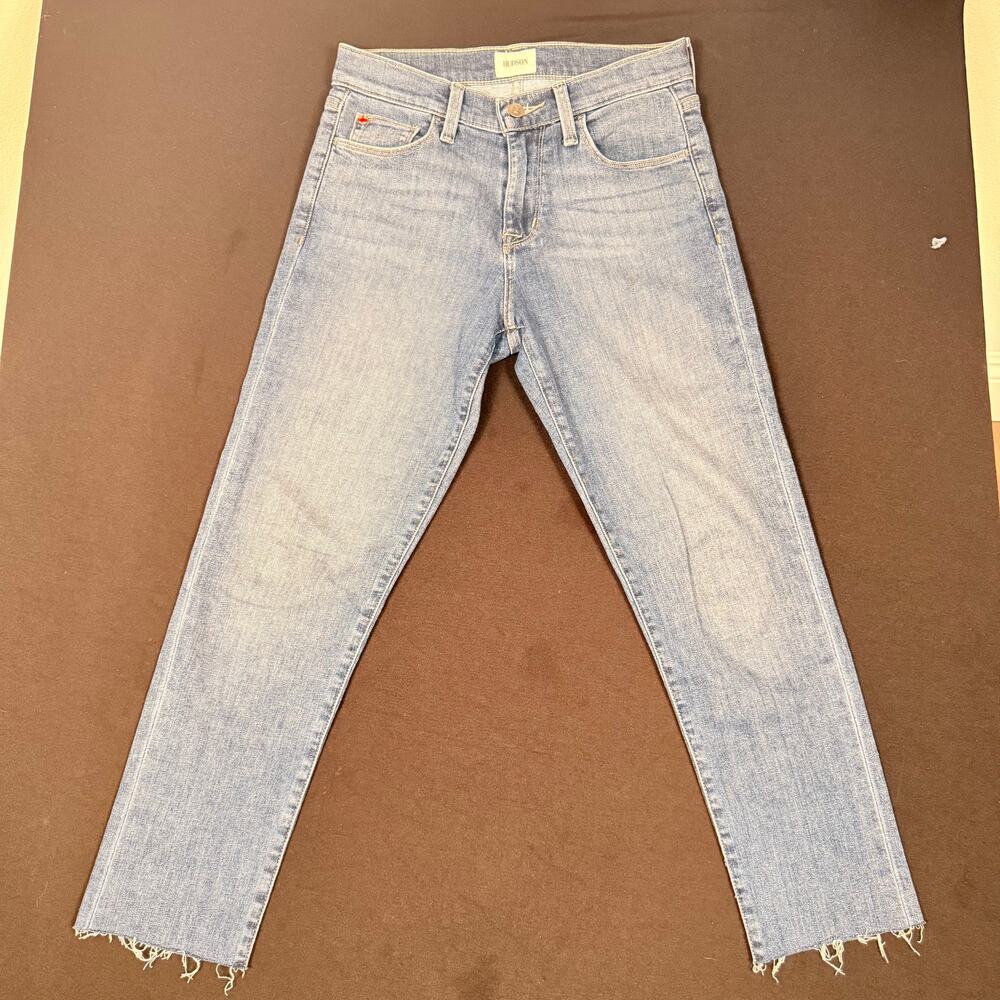 Hudson Natalie Enchantress Mid Rise Raw Hem Jeans Size 25